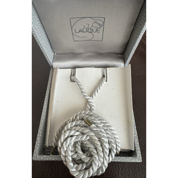 LALIQUE COEUR/HEART OPALESCENT CRYSTAL 925 STERLING SILVER NECKLACE PENDANT-BOX - Picture 3 of 5